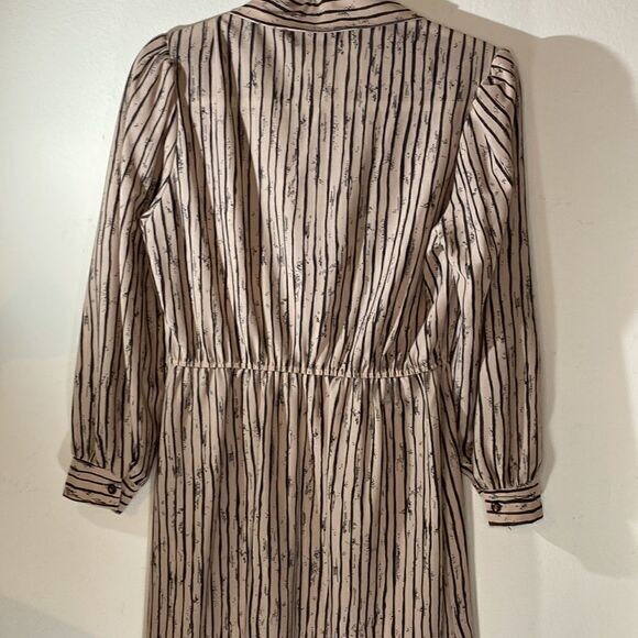 70s Vintage Rustic Stripe Mauve Button-down Dress - Picture 8 of 11
